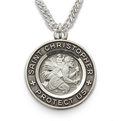 St. Christopher Sterling top Silver Medal with 20