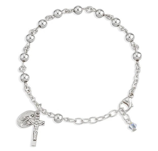 5mm Sterling Silver Rosary Bracelet - Boxed