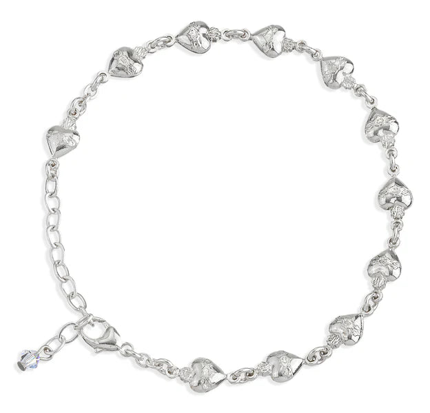 Sterling Silver Sacred Heart Rosary Bracelet - Boxed