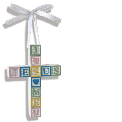 Jesus Loves Me Block Crib Cross