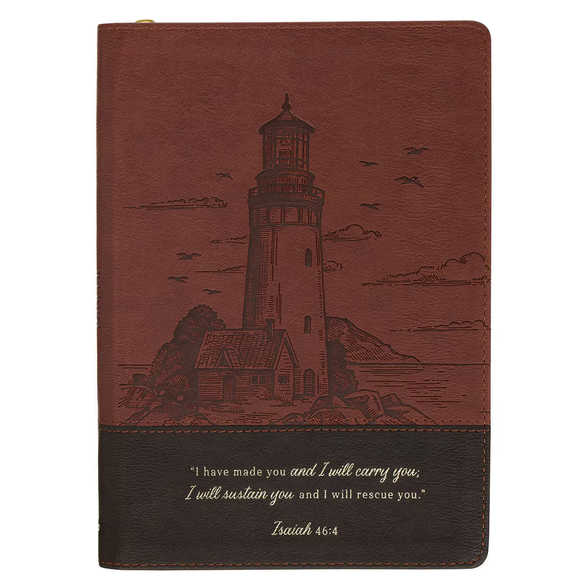 I Have Made You Two-tone Brown Faux Leather Journal with Zipper Closure - Isaiah 46:4