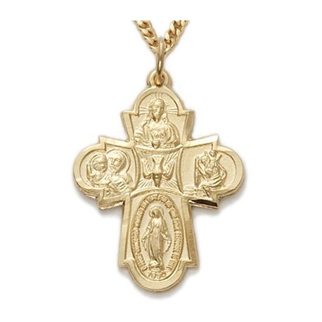 5-Way Cross 14K Gold Filled Medal w/24" Chain - Boxed