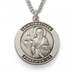 St. Matthew Sterling Silver Medal w/24" Chain