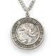 St. Christopher Sterling Silver Gray-Edged Round Medal w/24" Chain