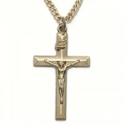 Mens Crucifix 14K Gold Filled w/24" Chain - Boxed