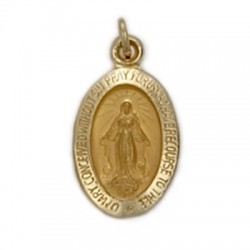 Miraculous Medal 14K Gold Small Oval Medal