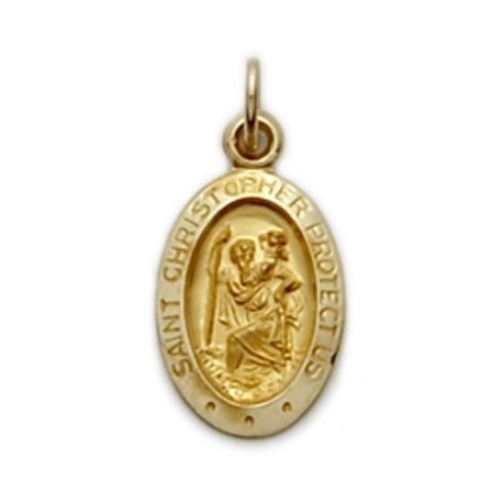 St. Christopher 14K Gold Oval Medal