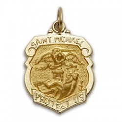 St. Michael 14K Gold Police Shield Medal
