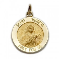 St. Theresa 14K Gold Round Medal 