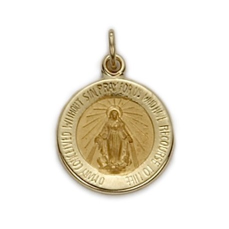 14K Yellow Gold 23x16mm Hollow Miraculous Medal