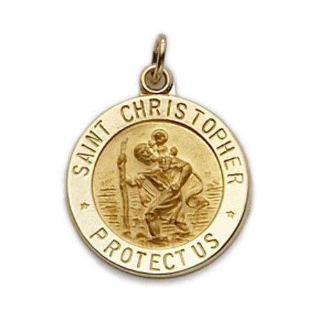 St. Christopher 14K Gold Round Medal