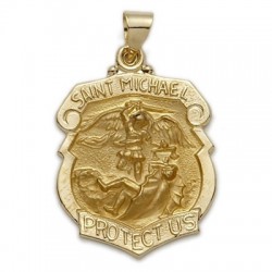 St. Michael 14K Gold Police Shield-Shaped Medal