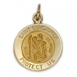 St. Christopher 14K Gold Round Medal