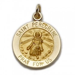 St. Peregrine 14K Gold Round Medal 