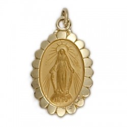 Oval-shaped 14K Gold Miraculous Medal - Small