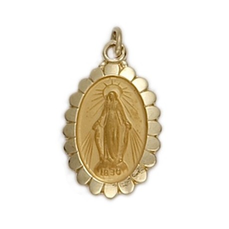 Oval-shaped 14K Gold Miraculous Medal - Small