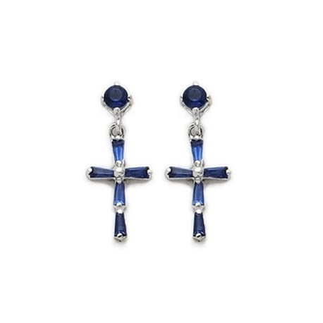CZ Sapphire Earrings Sterling Silver