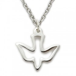 Holy Spirit Dove Sterling Silver Necklace w/16" Chain - Boxed