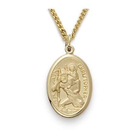 St. Christopher 14K Gold Filled Oval Medal w/18" Chain