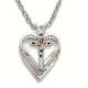 Heart Shaped with Cross Sterling Silver Necklace w/18" Chain - Boxed