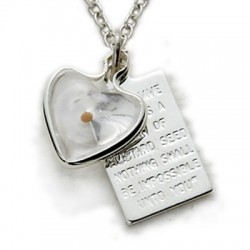 Mustard Seed Necklace Sterling Silver Heart 10 Commandments Jewelry