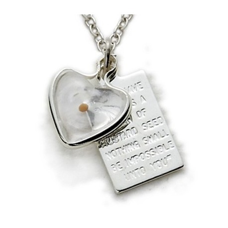 Mustard Seed Necklace Sterling Silver Heart 10 Commandments Jewelry