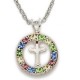 CZ Jewel Fashion Cross Sterling Silver Colored Crystal Inspirational Necklace w/18" Chain - Boxed
