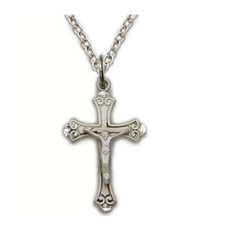 Women's Crucifix Sterling Silver Necklace w/18" Chain - Boxed