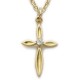 CZ Jewel Cross 24K Gold Over Sterling Silver Crystal Necklace w/18" Chain - Boxed