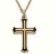 Gold & Black Cross 24K Gold Over Sterling Silver Necklace w/18" Chain - Boxed