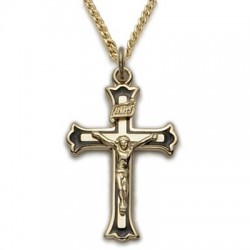 Women's Cross Necklace 24K Gold Over Sterling Silver w/18" Chain - Boxed