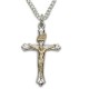 Sterling Silver Crucifix with Gold Corpus w/18" Chain