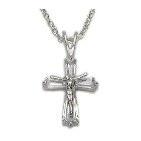 Women's Crucifix Sterling Silver Necklace w/18" Chain - Boxed
