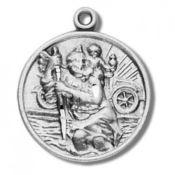 St. Christopher Sterling Silver Small Oval Medal w/18" Chain - Boxed