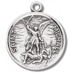 St. Michael with Prayer on Back Sterling Silver w/24" Chain - Boxed
