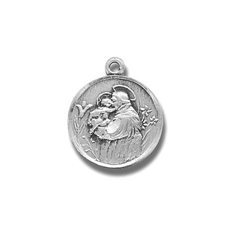St. Anthony Sterling Silver Small Round w/18" Chain - Boxed