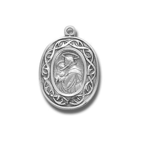St. Anthony with Crown of Thorns Sterling Silver w/18" Chain - Boxed