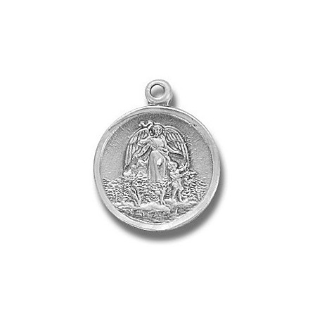 Guardian Angel Small Round Sterling Silver w/18" Chain - Boxed