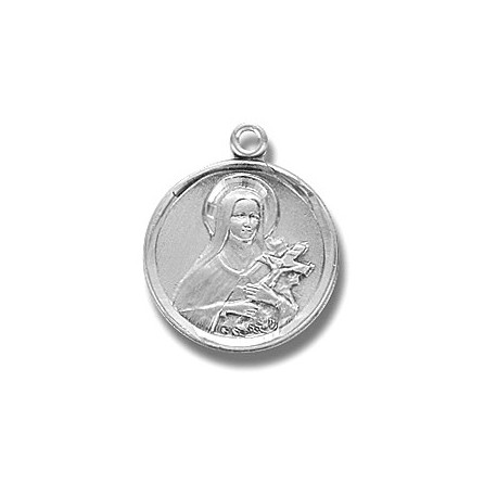 St. Therese Sterling Silver Small Round w/18" Chain - Boxed