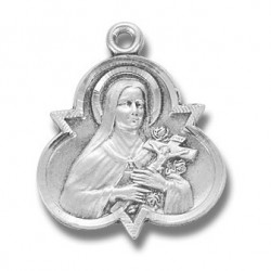 St. Theresa with Trinity Sterling Silver w/18" Chain - Boxed