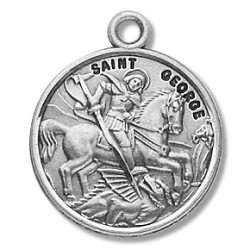 St. George Sterling Silver Round w/20" Chain - Boxed