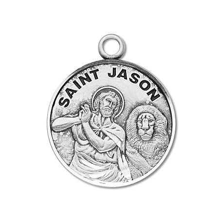 St. Jason Sterling Silver Round w/20" Chain - Boxed