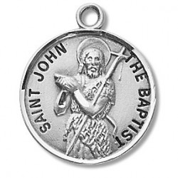 St. John The Baptist Sterling Round w/20" Chain - Boxed