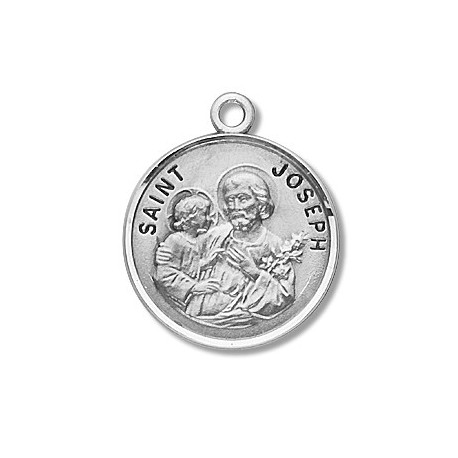 St. Joseph Sterling Silver Round w/20" Chain - Boxed