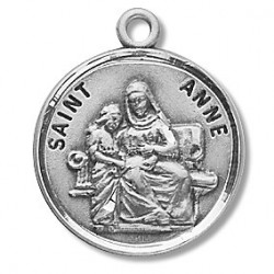 St. Anne Sterling Silver Round w/18" Chain - Boxed