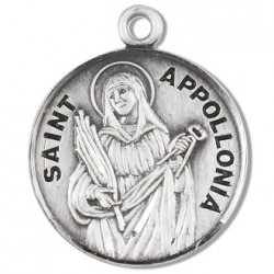 St. Apollonia Sterling Silver Round w/18" Chain - Boxed