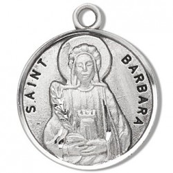 St. Barbara Sterling Silver Round w/18" Chain - Boxed