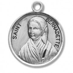 St. Bernadette Sterling Silver Round w/18" Chain -Boxed