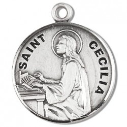 St. Cecilia Sterling Silver Round w/18" Chain - Boxed