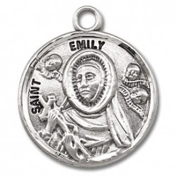 St. Emily Sterling Silver Round w/18" Chain - Boxed